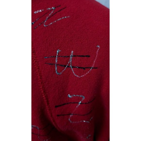 Discus Athletic XL Red Graffiti Squiggly Lines Glitter Heavyweight Sweatshirt - Picture 8 of 9